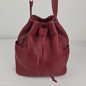 Coach Vintage Tomato Red Leather Sonoma Collection Pocket Drawstring Bag M 4926